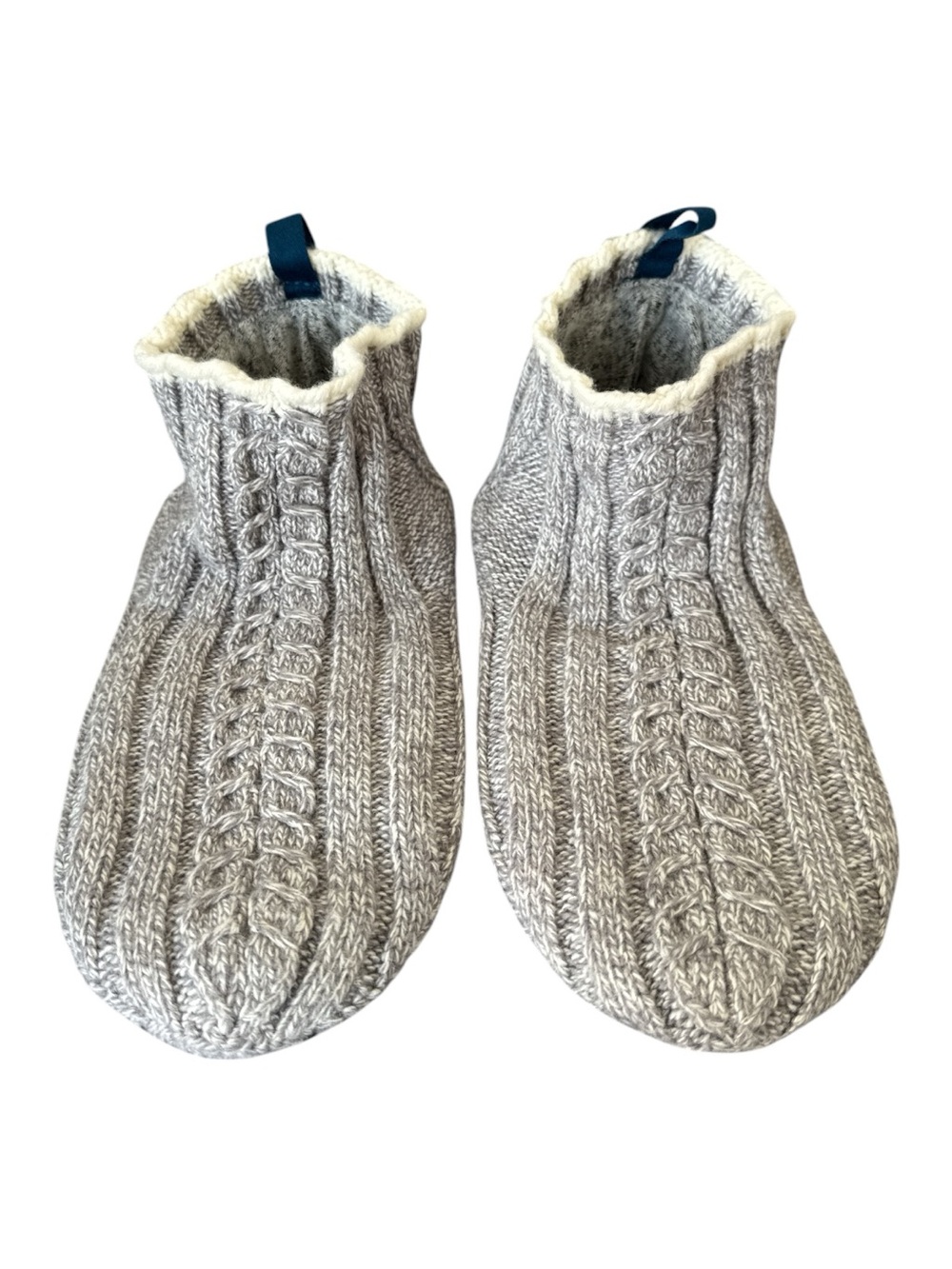 Bombas Cable Knit Gripper Slipper Socks Gray Size Medium